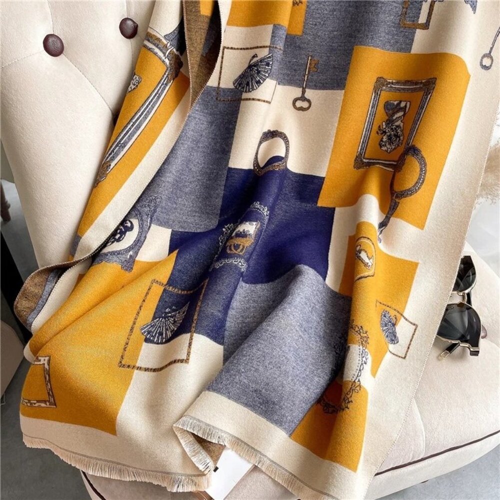 Reversible Vegan Cashmere Large Warm Shawl - Picture 2 of 7